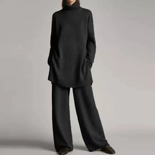 Hulda - Ensemble pull à col roulé à manches longues et pantalon large pour femmes – Image 3