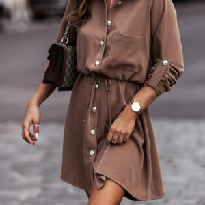 Jacqueline - Robe chemise à col roulé et manches nouées