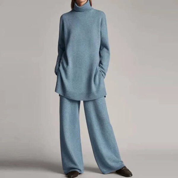 Hulda - Ensemble pull à col roulé à manches longues et pantalon large pour femmes – Image 2