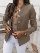 Martha - Veste blazer élégante avec col en O et manches longues