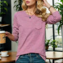 Sophronia - Chemise en coton à manches longues et col rond à la mode