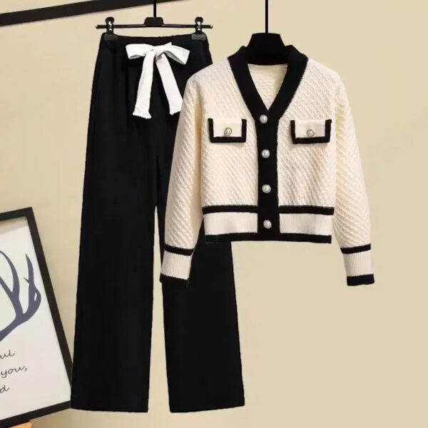 Olivette - Ensemble deux pièces composé d'un pull en tricot et d'un pantalon large – Image 2