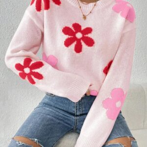 Florie - Pull en maille à imprimé floral