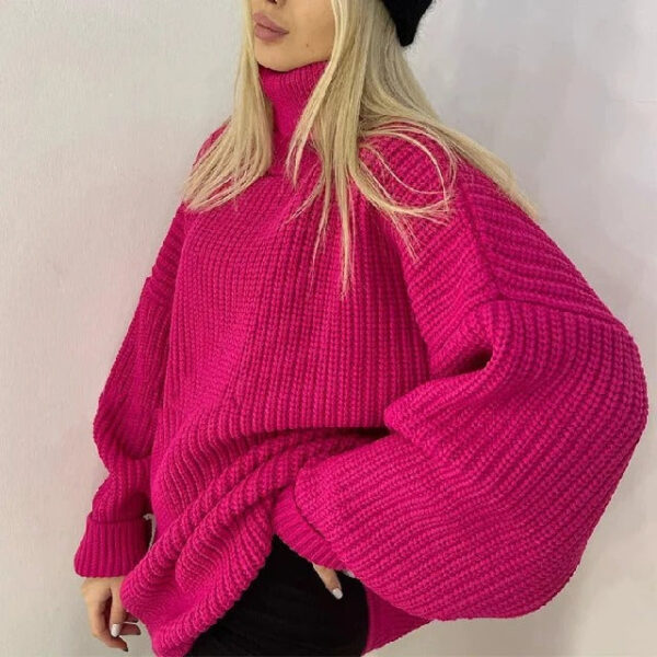 Marjorie - Pull col roulé en maille oversize
